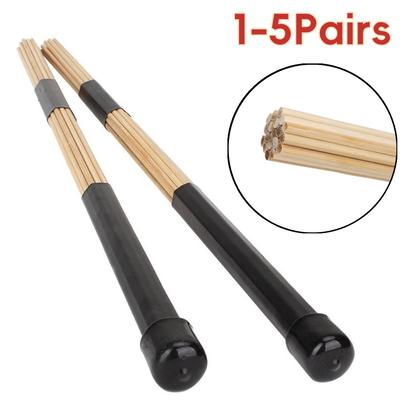 1-5Pairs 40cm Jazz Drum Brushes High Quality Bamboo Black Drum Brushes Percussion Drum Stick Replacement Kit Accessories