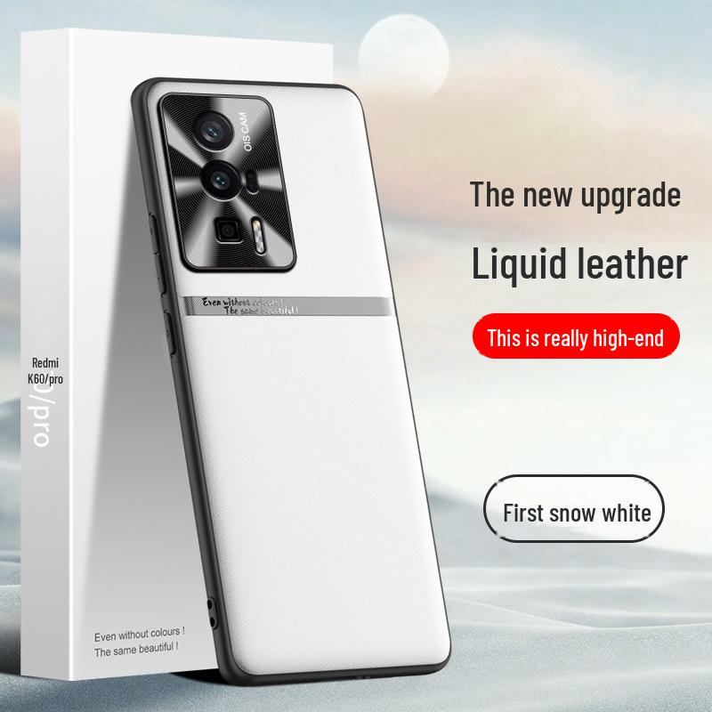 Capa protetora de couro líquido para celular Redmi K60 Pro: Anti-queda e anti-incrustante; Envio de uma só peça disponível.