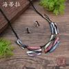 Luxury New Color Oil Irregular Line Stud Earrings Necklace Set, Women's Exaggerated Geometric Line Necklace