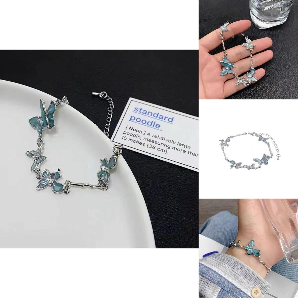 Stylish Alloy Plated Blue Butterfly Womens Bracelet Chic Summer Accessory