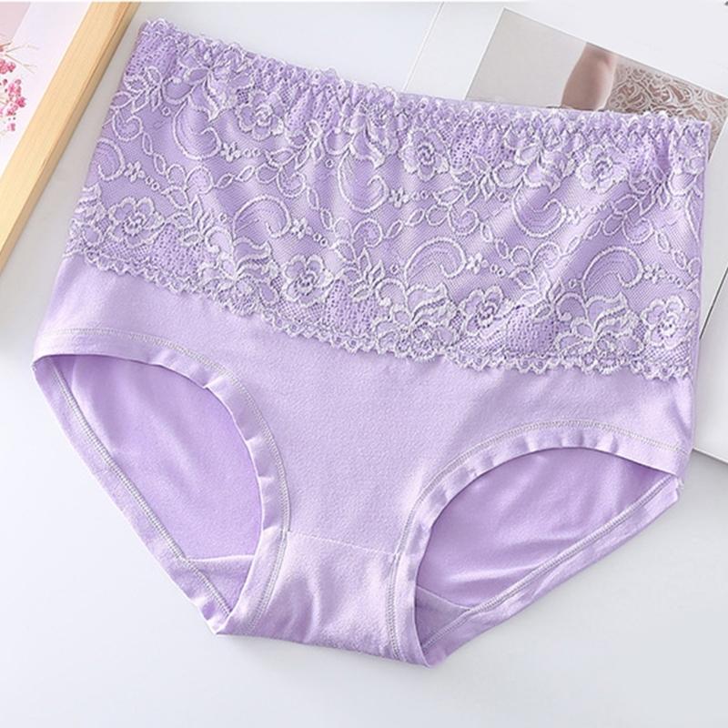 Tummy Controls High Waist Underwear for Women Lace Ladies Briefs Soft Full Coverage Panties Soft Underpants