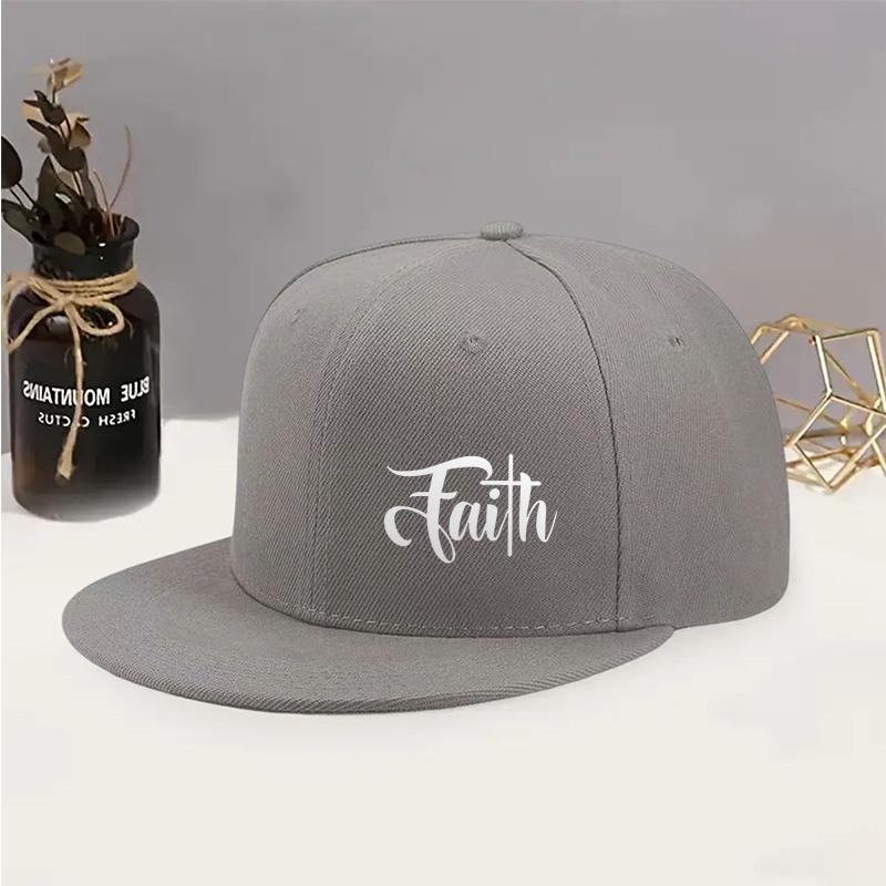 Faith Calligraphy Print Breathable Unisex Casual Polyester Baseball Cap Adjustable Snapback Hat