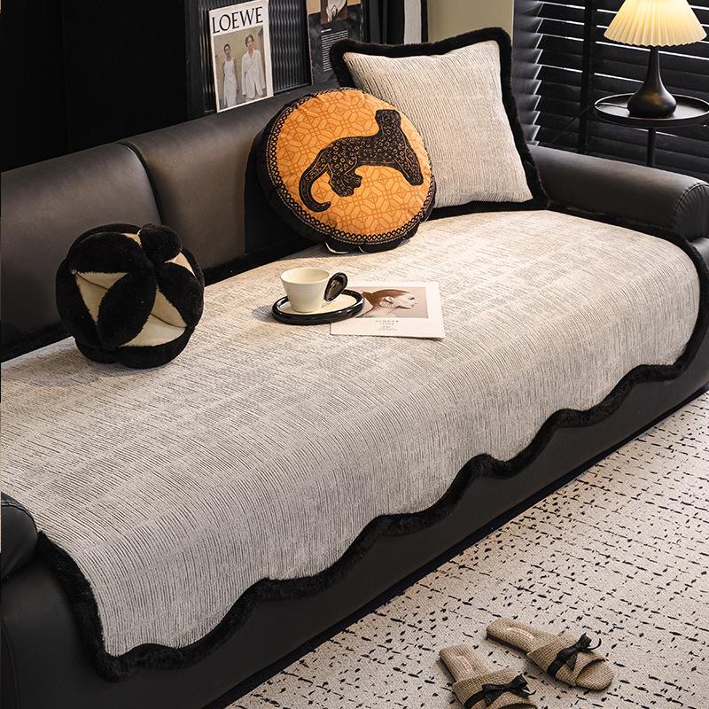 Special-Shaped Rough Edge New Sofa Cushion Universal In All Seasons Chenier Non-Slip Cover Leather Sofa Cover Non-Slip