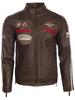 Men's Real Leather Racing Biker Jacket (CXUS) - Brown