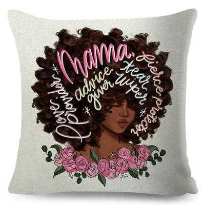 Afrikanische Frauen Kissenbezug Dekor Mode Schwarze Dame Super Mama Kissenbezug für Sofa Zuhause Auto Polyester Kissenhülle 45x45cm