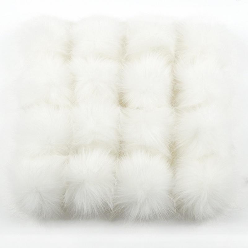 

16 шт. помпоны из искусственного меха, пушистые, с эластичной петлей для шапок, обуви, шарфов, перчаток, сумок, брелоков, аксессуаров белый