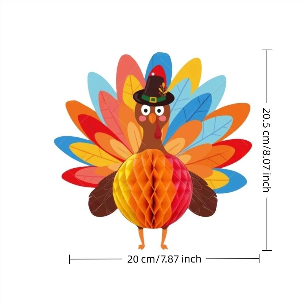 2pcs Thanksgiving Theme Thanksgiving Turkey Ornament Honeycomb Ball Party Hangings  Home Decoration