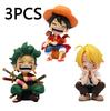 13.5 CM Peripheral Series  Luffy Solon Sanji Qversion Sitting Posture Childrens Model Figurine Toy Gift Collectibles