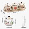 4 Piece Ceramic Spices Container Set Includes Decorative Tray Durable Kitchens Organizers for Spices Condiments