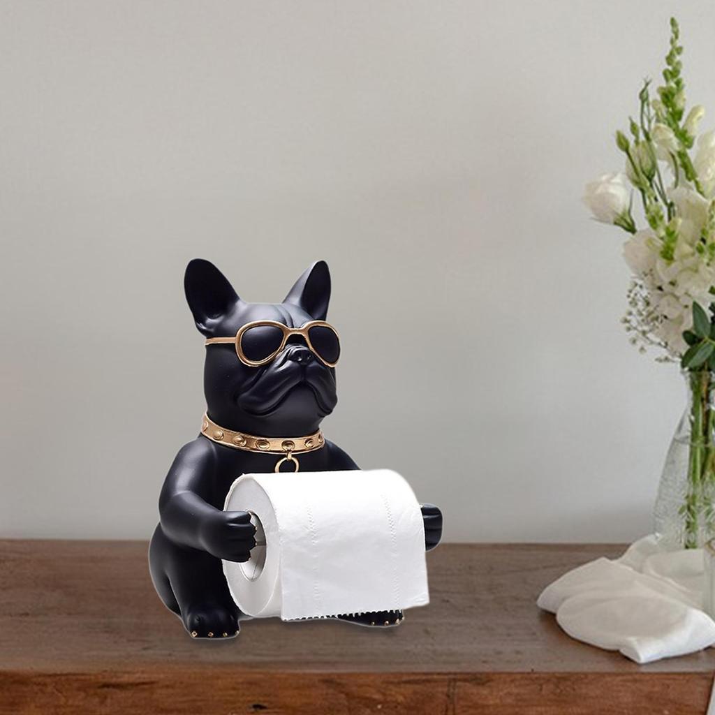 Dog Sculpture European Style Storage Organization Resin Toilet Paper Holder for Home Tabletop Toilet Countertops Restaurant
