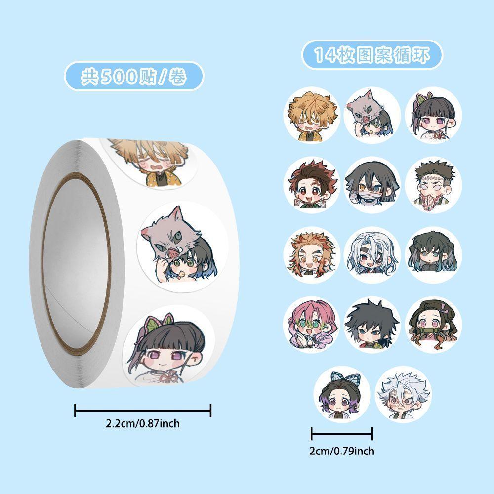 500PCS/Roll Demon Slayer Anime Stickers Cute Tomioka Giyuu Cartoon Decals Toy Journal Notebook Guitar Phone KidRewardStickerGift 6