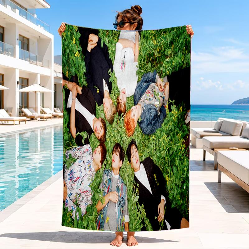 kpop Group Portrait Beach Towel, Microfiber Beach Towel, Perfect For Pool, Beach, Travel, Home Decor Beach Party Fan gifts