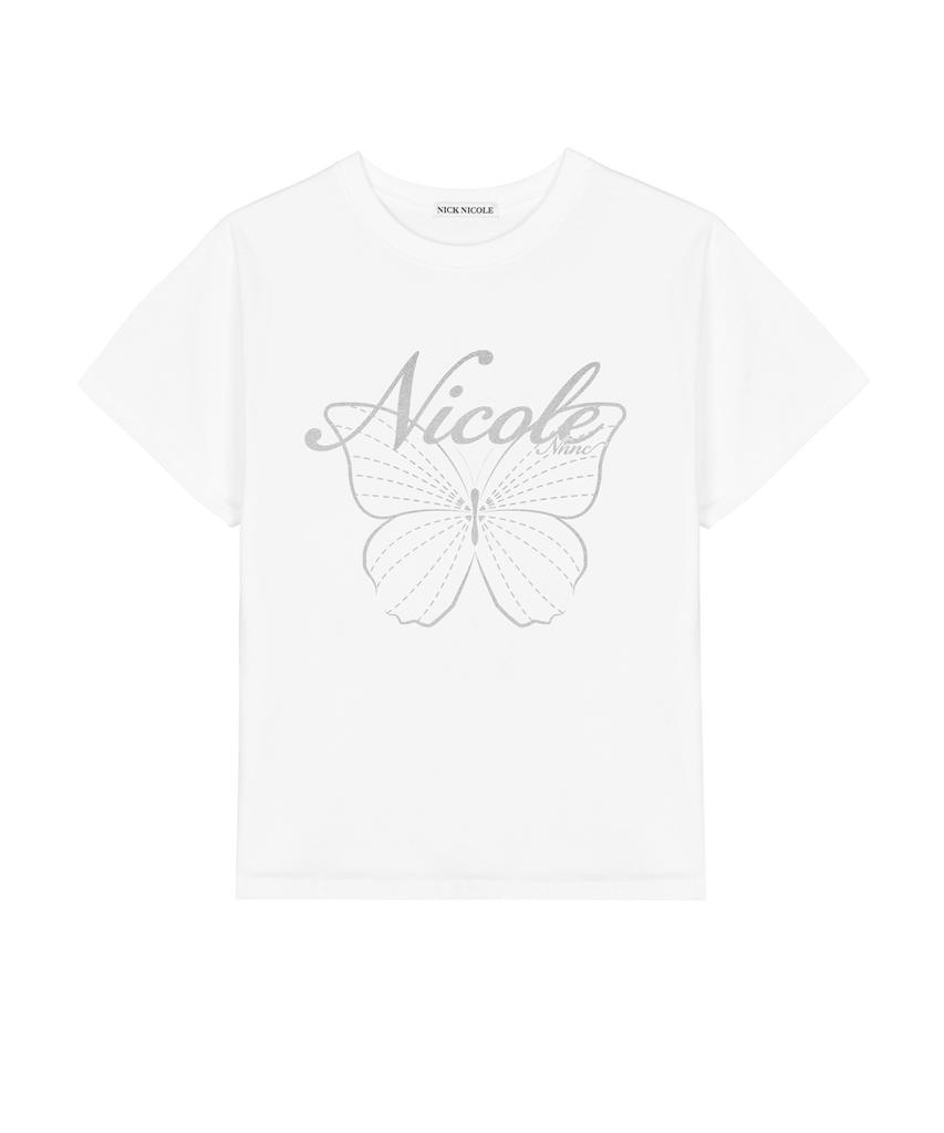Nigaennikol Nicole Butterfly Sleeve Top_White Silver