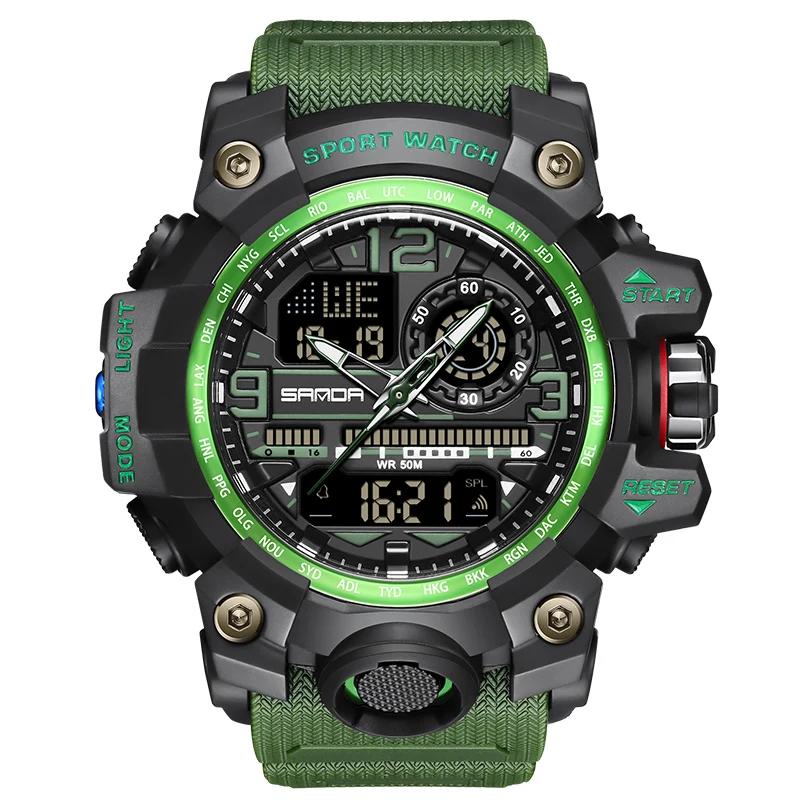 SANDA 3133 Student Electronic Wrist Clock Trendy Fashion Waterproof Week Day Display Digital Analog Watch Alarm Mode Teenager