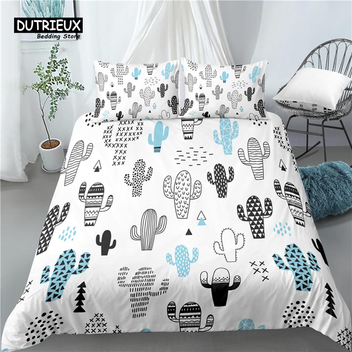

Home Living Luxury 3D Cactus Print 2/3Pcs Soft Duvet Cover and PillowCase Kids Bedding Sets Queen and King EU/US/AU Size EU single(135x200cm)