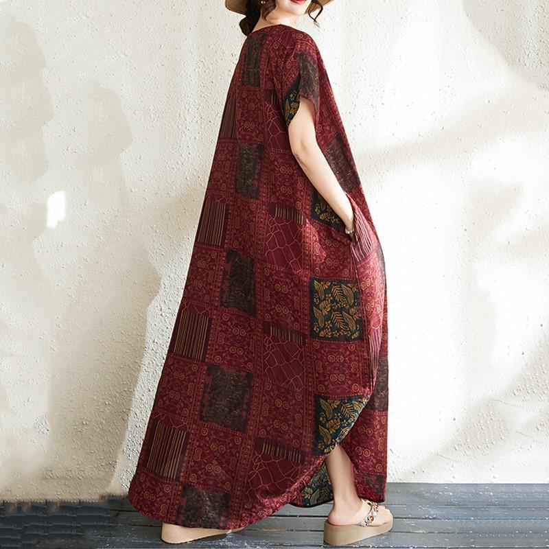 short sleeve oversized cotton vintage floral new in dresses for women casual loose maxi long summer dress