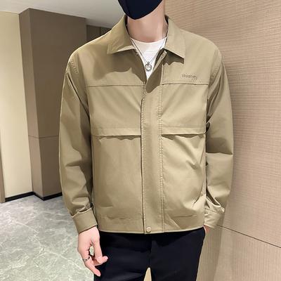 Men'S Coat Spring New Lapel Handsome Tooling Youth Jacket Versatile Fashion Trend Top Coat