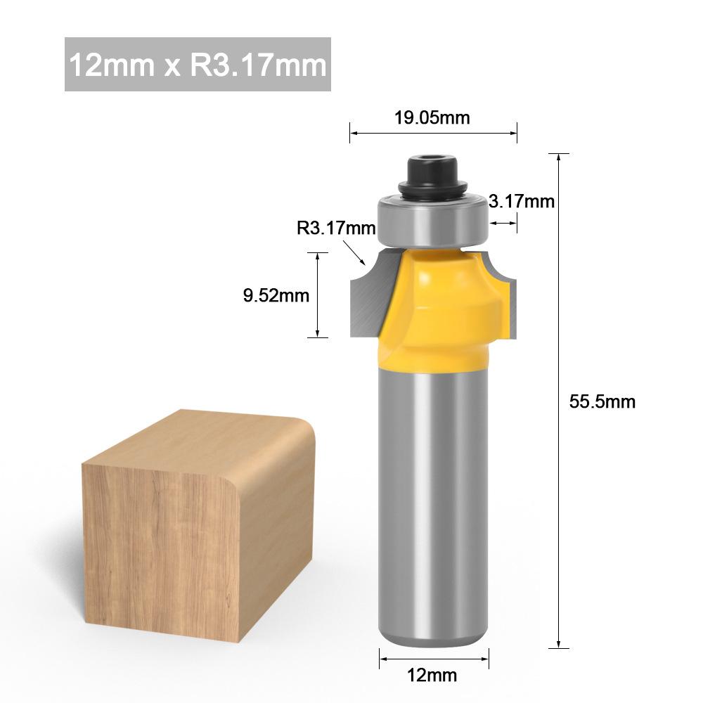 

7-Piece Set Of Fillet Knife 1/2 Handle 12 Handle, Woodworking Milling Cutter Slotting Knife Trimming Machine R Chamfering Knife Engraving Machine Rounded Knife 12X1/4