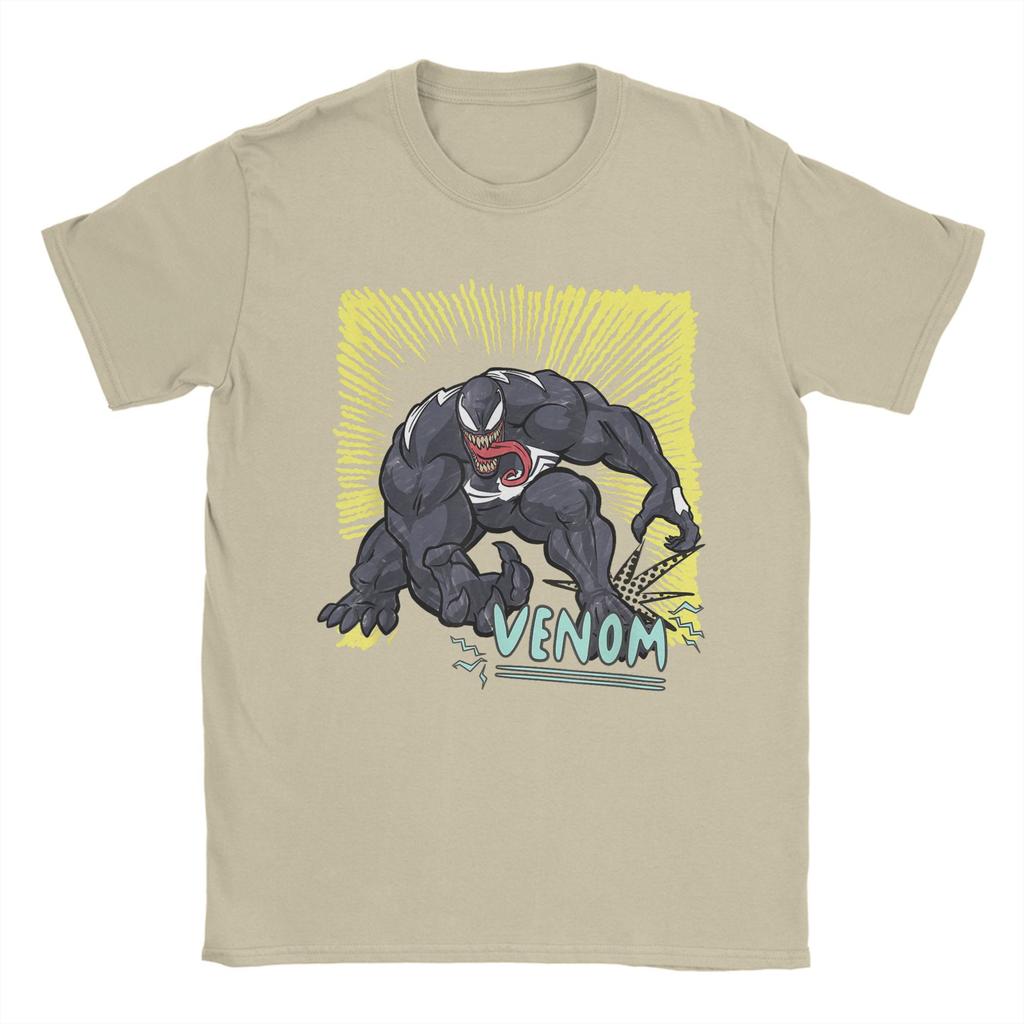 Genuine Authorized Venom Graphic Pen Colorful Vintage Print T-Shirt Men's Short Sleeve Relaxed TopLoose Plus Size Top