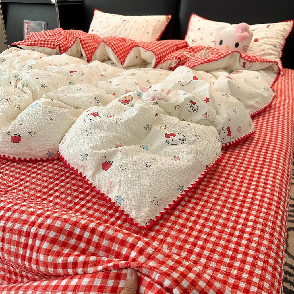 Princess Style Cartoon Shell Super Soft Bed Cover Set - 3 or 4-Piece, All Seasons, Skin-Friendly, Perfect for Dorms
