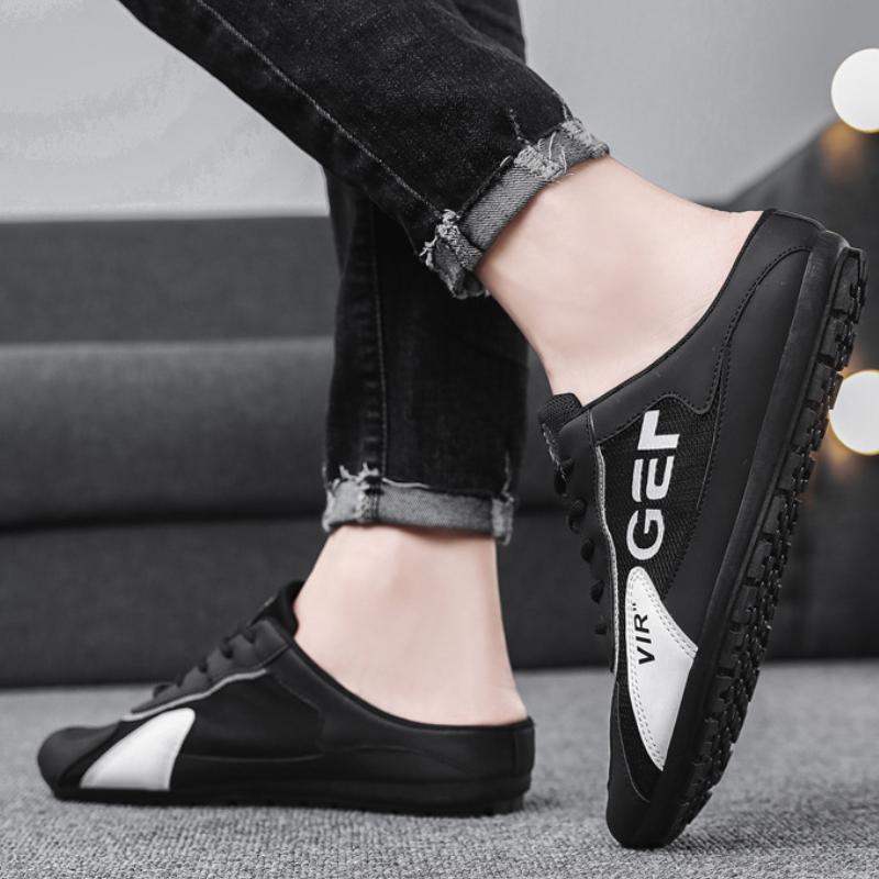 Fashion Men's Shoes Half Slippers Mesh Breathable Casual Sneakers for Men Cloth Shoes for Man Male Comfort Flat Footwear tenis masculino