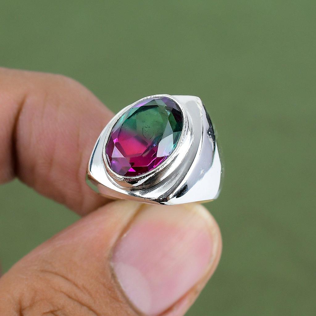Faceted Multi Tourmaline Ring 925 Sterling Silver Ring Boho Style Ring Decent Gemstone Jewelry Handmade Ring For Gift Available In Ring Size