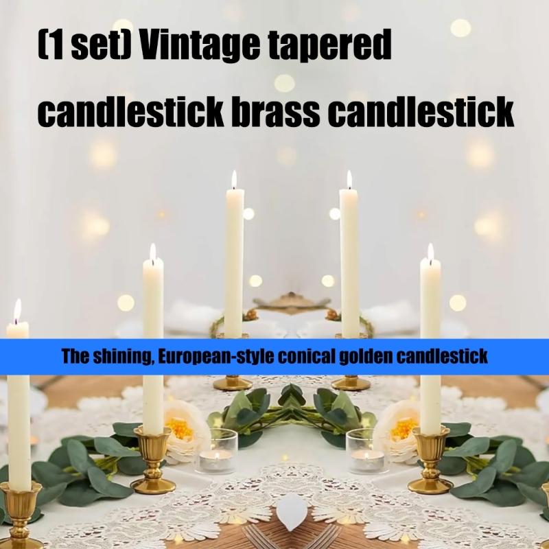 Retro Taper Candle Holders Copper Candlestick Holders for Home Dinning Table Centerpiece Wedding Holiday Party Chrismas