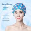 Women's Pearl Flower Handmade Swimming Cap - Three-Layer Design with Double-Layer Comfort