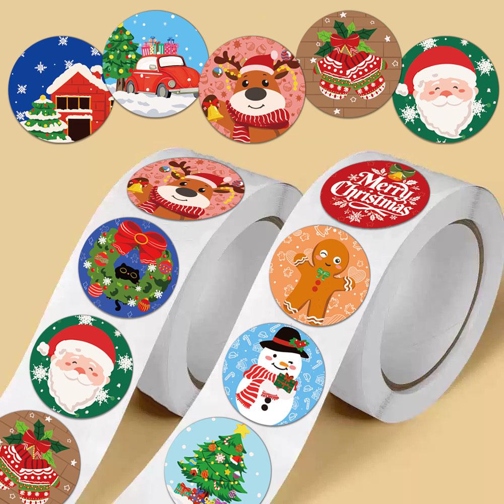 500 Sheets/Roll Christmas Cartoon Stickers for Journal, DIY Crafts, Phone Case & Notebook Decoration.