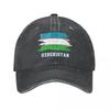 Uzbekistan Flag Uzbek Unisex Adult Charcoal Washed Denim Baseball Cap Unisex Classic Vintage Cotton Dad Trucker Hat