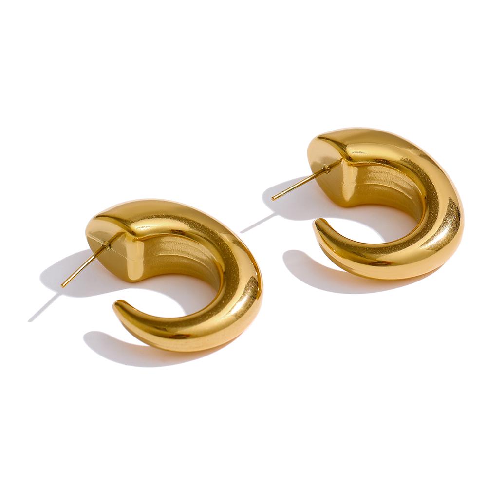 

Yhpup Titanium Geometric Chunky Big Golden Stud Earrings for Women 18K-plated Minimalist Fashion Personalized Jewelry
