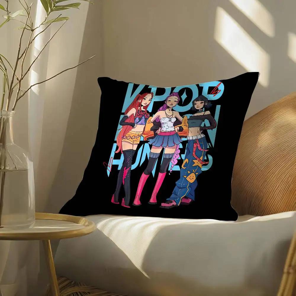 Pop-Movie K-Pop Demon Hunters Pillow Case Silky Elegant Comfort Sofa Bed  Invisible Zipper Beach Pillowcase
