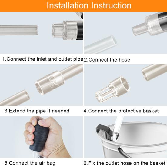 Fish Tank Vacuum Gravel Cleaner with Hose Flow Control Valve Filter Pipe Fixture Clamp Aquarium Water Changer Siphon Pump Sand Vacuum Cleaner