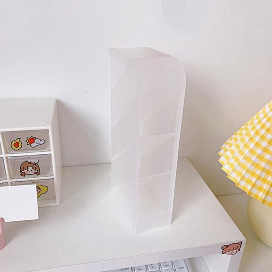 Pen Holder 4 Grids Large Capacity Plastic Multi-functional Lipstick Makeup Brush Organizer for Daily Use