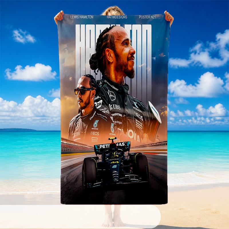 Quick Dry Beach Towel Lewis Hamilton Pattern, Lightweight Absorbent Towel for Pool Beach Vacation Use