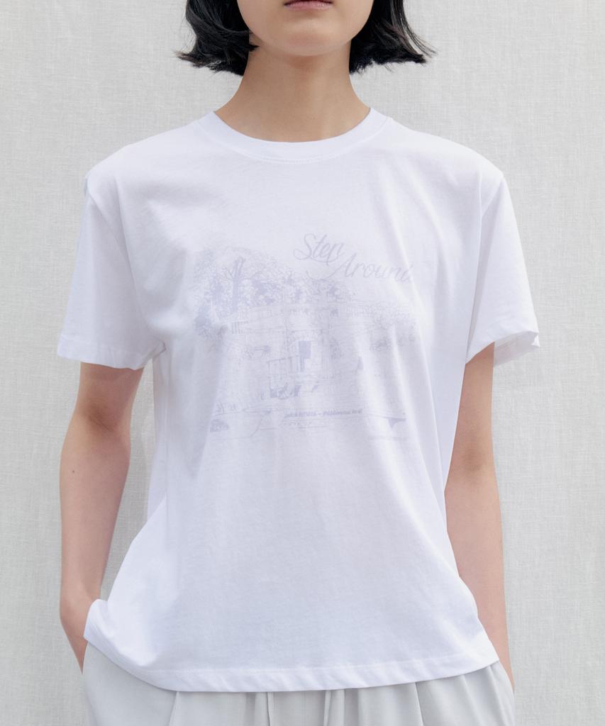 STEP AROUND Prague Park Graphic Tee_White
