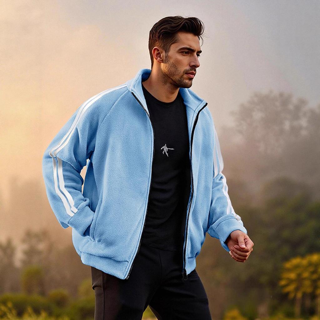 Pánská trendy fleecová bunda s kapucí na zip - Univerzální bunda s dlouhým rukávem
