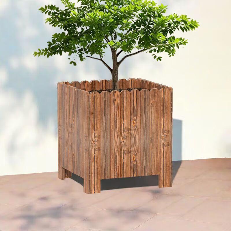 Hualongdun Extra Large Carbonized Wood Rectangular Planter Box