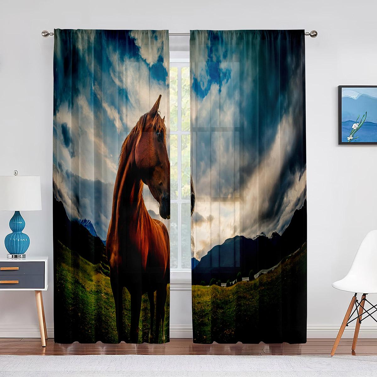 Прозрачная вуаль с изображением лошади — фото 15