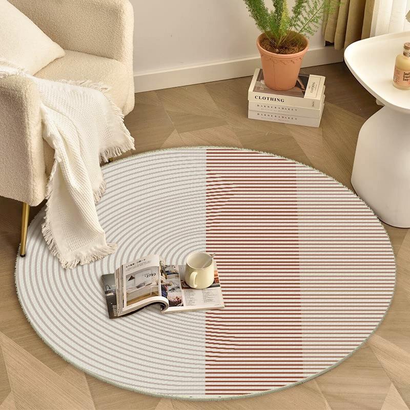 

Modern Geometric Round Rug – Radial Lines & Abstract Curves, Minimalist Nordic Soft Durable Floor Decor Diameter 60cm