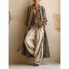 GMXIA Costume de pantaloni casual la modă pentru femei, cu mânecă lungă și decolteu în V