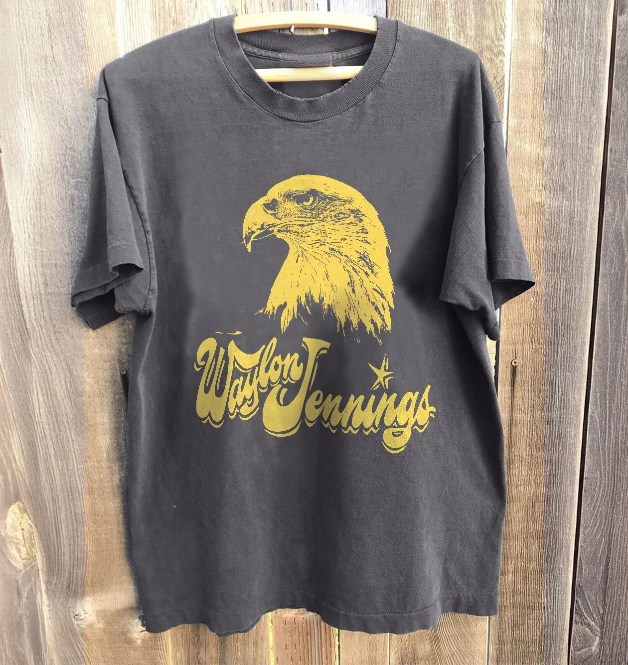 Waylon Jennings EAGLE Unisex Charcoal T-Shirt S-5XL S