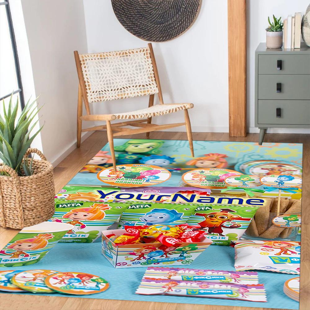 Fixies Personalized Text Floor Mat Perfect for Kitchen Decorate room Dining Room Hallway Anti-slip Rug Anime Office Decor