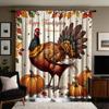 2pcs HD Thanksgiving Rooster Pumpkin Decorative Curtain Yellow Tie Digital Printed Curtain Home Decor Style Decoration Living
