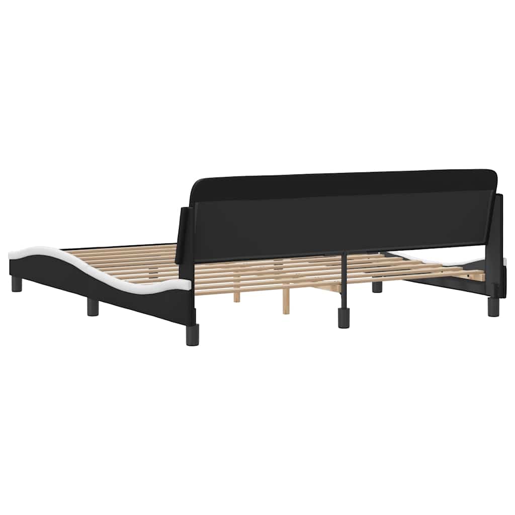Bed Frame Dover Black and White 180 x 200 cm Faux Leather