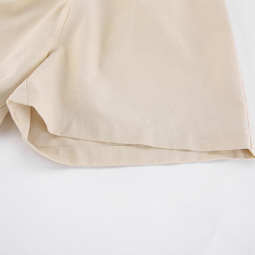 Französisches Sommer Baumwoll-Leinen Damen Tanktop & Shorts Set – High-End, Trendige Mode für 2025