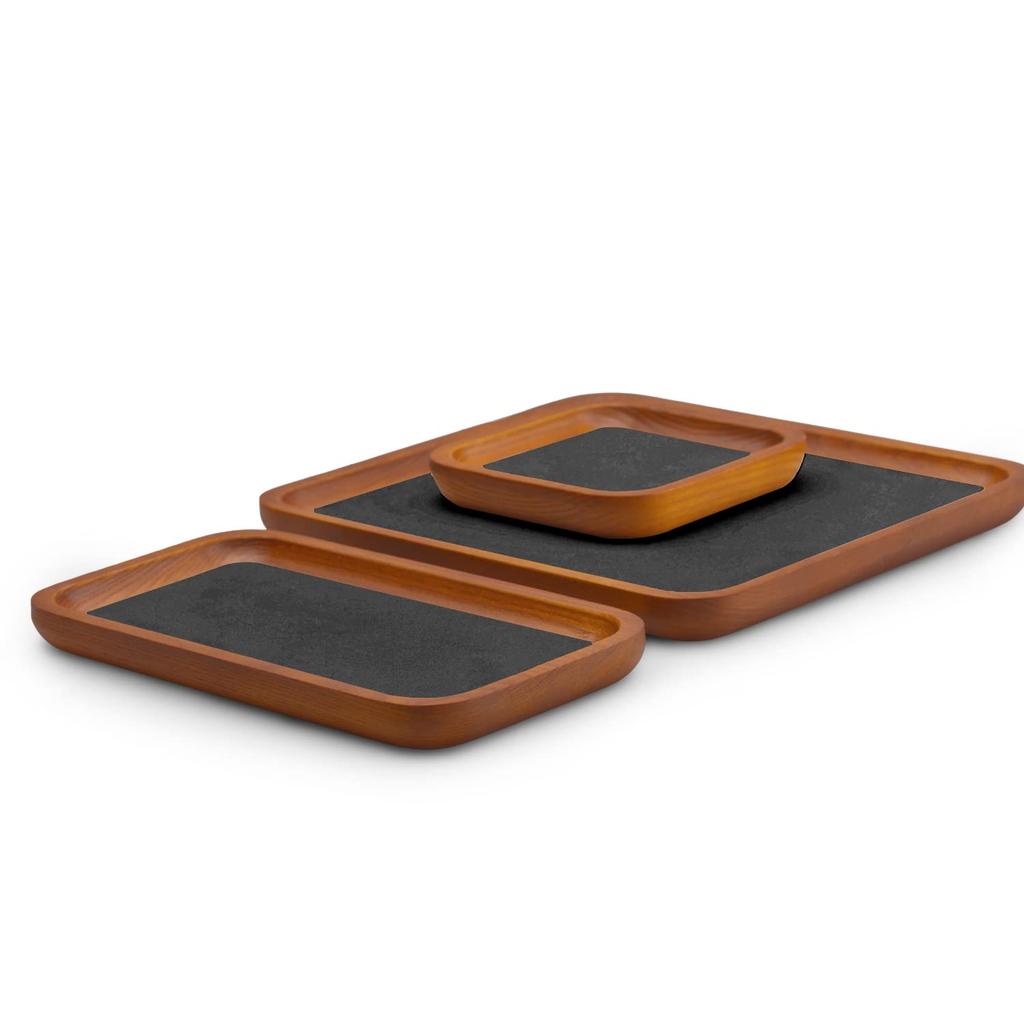 Woodten Wooden Jewelry Large Jewelry Accessory and Small Item Professional Jewelry Display Dark Tray, Tray, Storage, (Large, Gray)