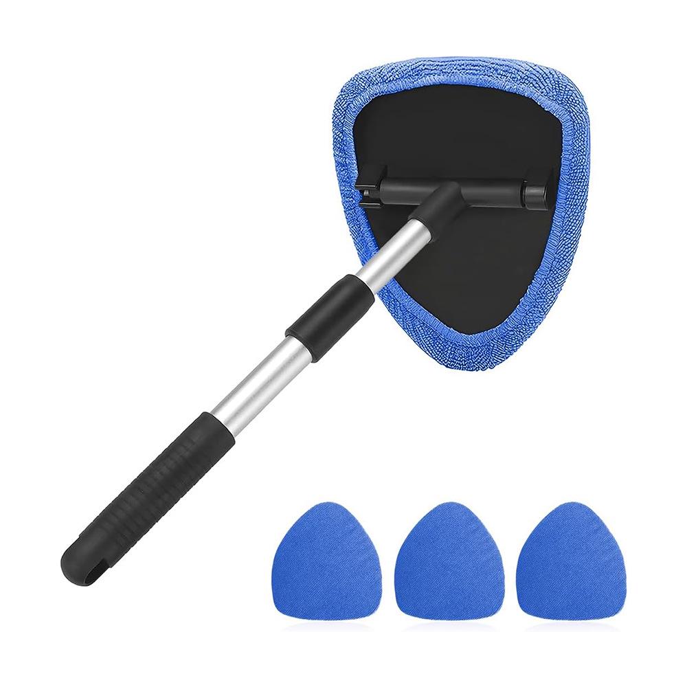 Telescopic Car Windshield Defogger & Glass Cleaning Set with Ultra-fine Fiber Cloth & Scraper