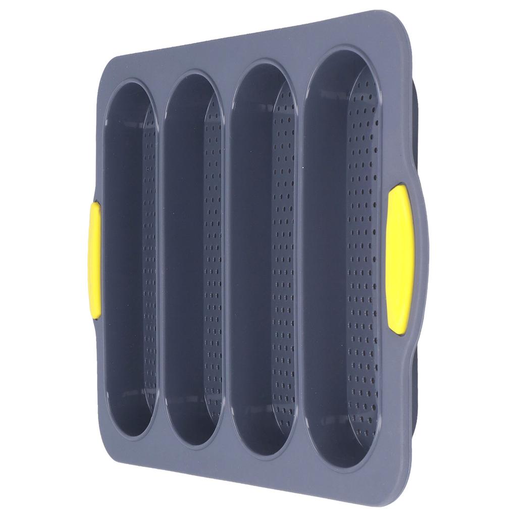 Baguette Mold 4 Grooves Silicone Soft Smooth Surface Bread Mould Baking Pan Kitchen ToolLight Gray