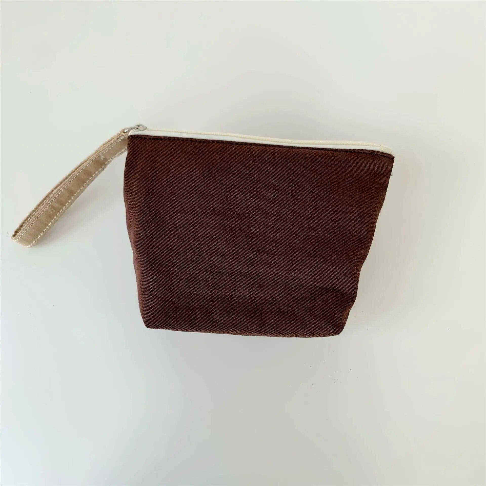 

Однотонные холщовые сумки для хранения косметики, помада, туалетные принадлежности, дорожный косметический органайзер, сумка, подвесная веревка, хлопковый клатч, мешки для стирки 19.5x13.5x6.5cm коричневый